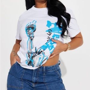 Blue Short Sleeve Tee Casual Top